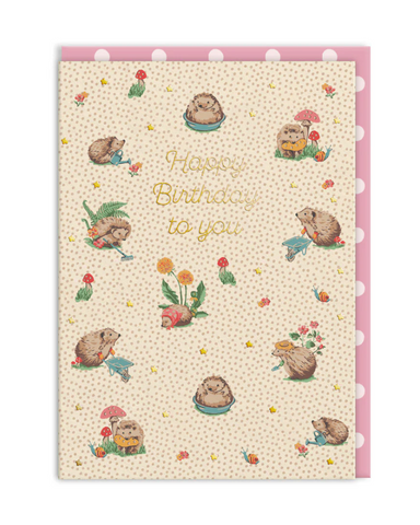 Hedgehogs Happy Birthday Card