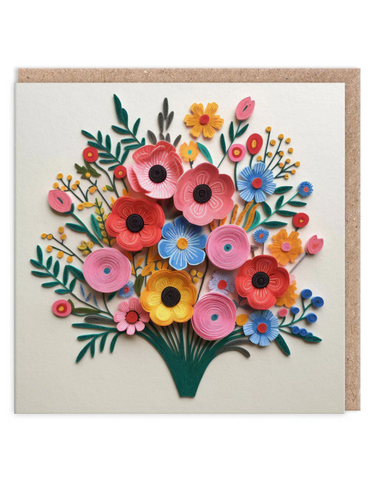 3D Paper Flowers Greeting Card