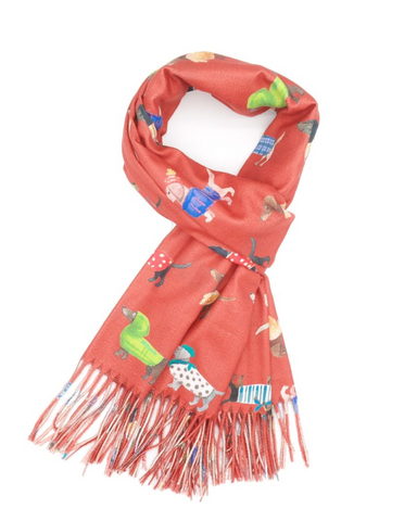 Sausage Dogs in Coats Scarf Assorted