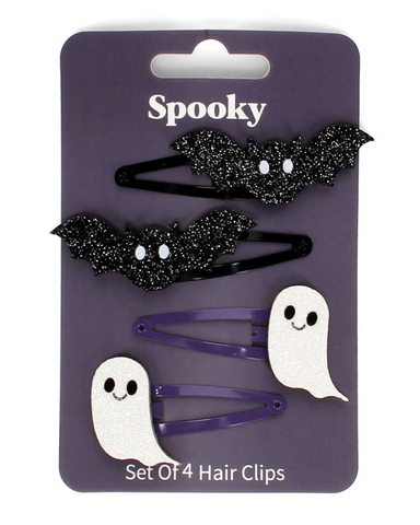 Spooky Glitter Hair Clips Set of 4