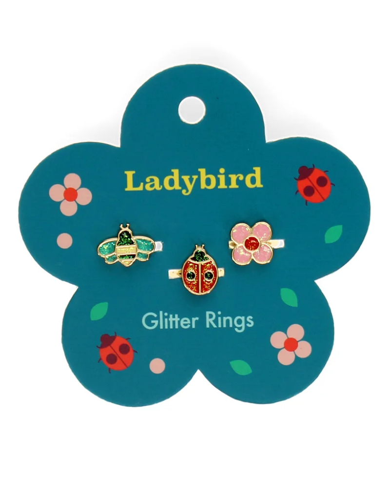 Ladybird Glitter Ring Set of 3