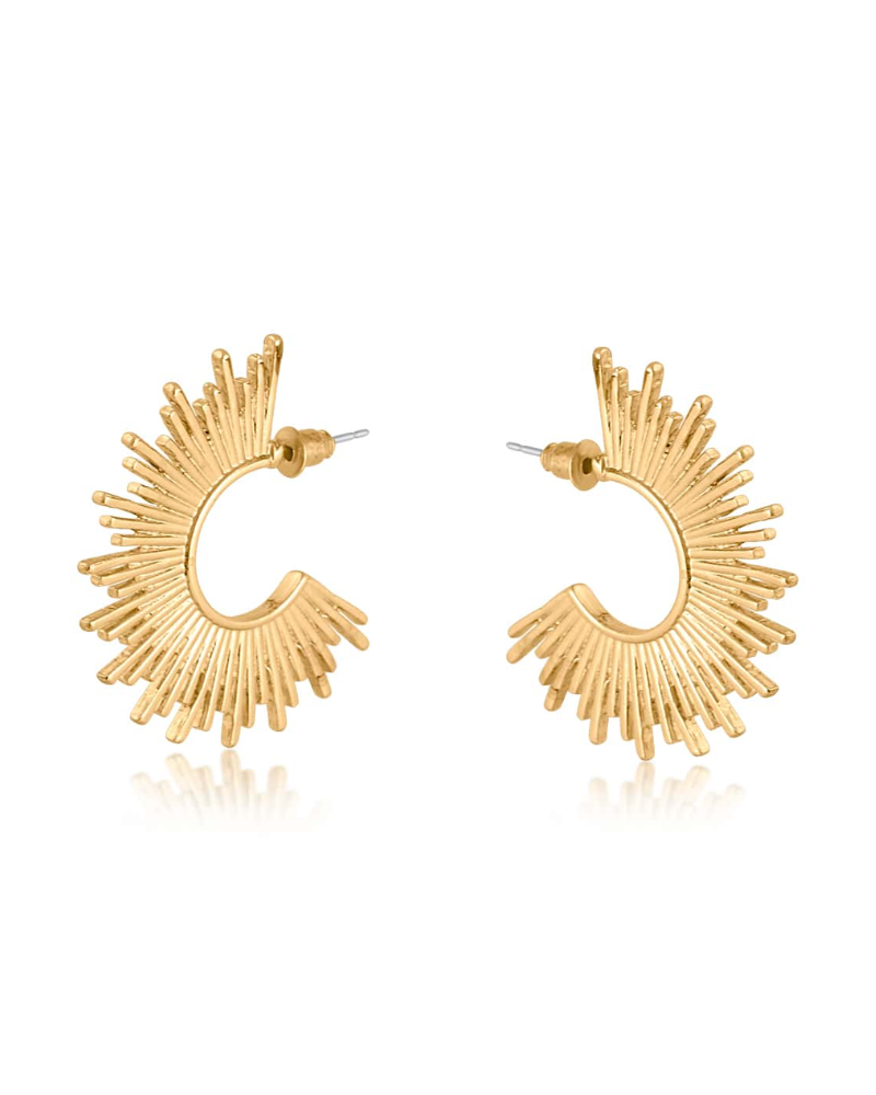 Amanda Half Disc Sunburst Earrings