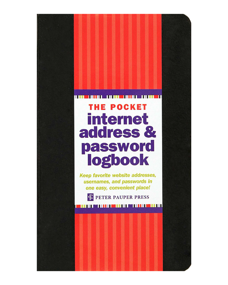 Pocket Sized Internet Address and Password Logbook in Black