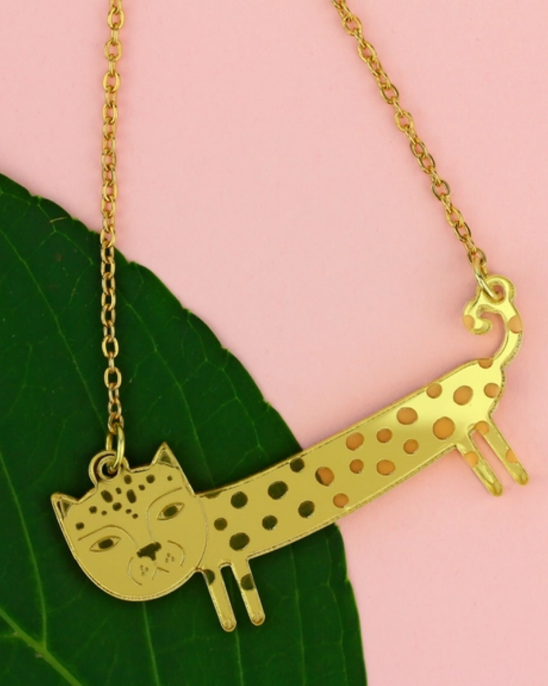 Gold Leopard Sausage Necklace