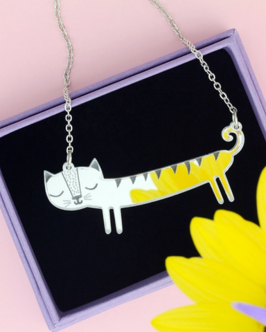 Mini Sausage Cat Necklace Gold & Silver