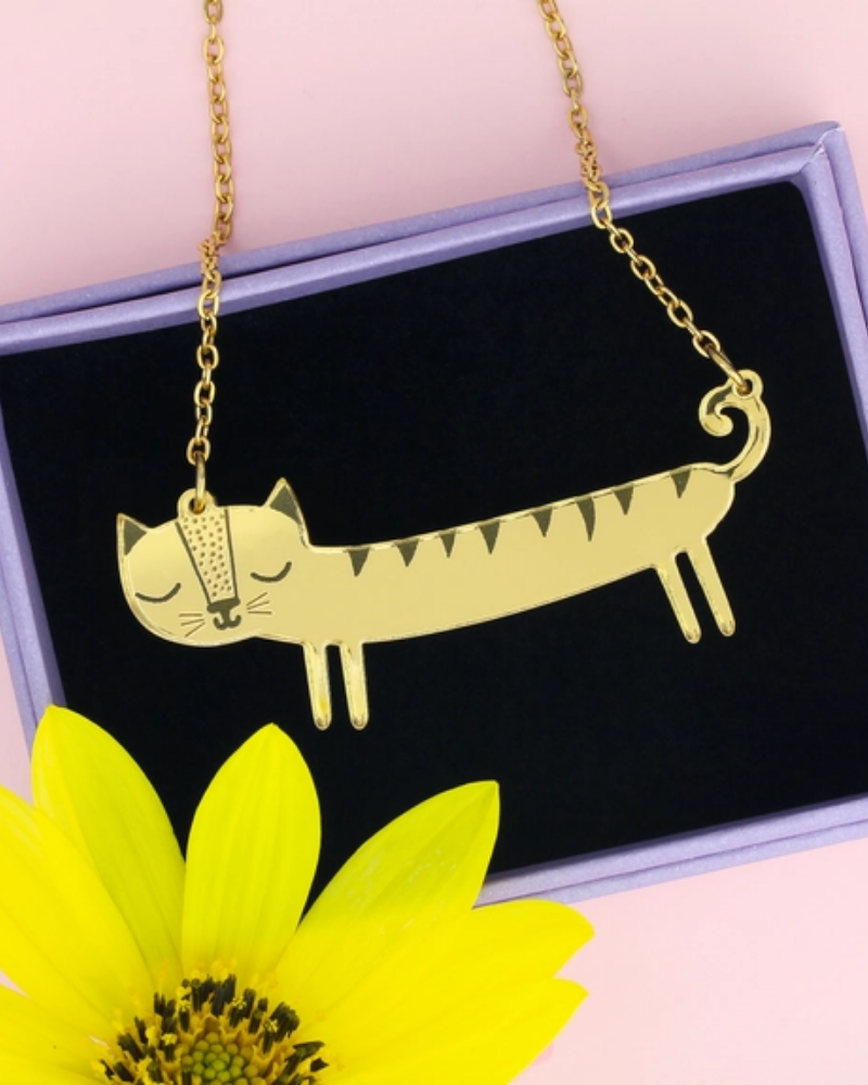 Mini Sausage Cat Necklace Gold & Silver