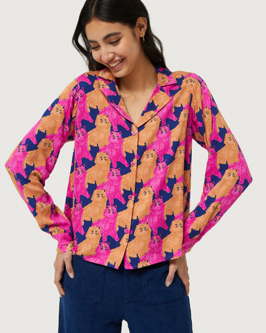 Cat Meow Shirt Blouse by Compania Fantastica