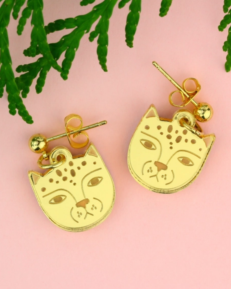 Gold Leopard Stud Earrings