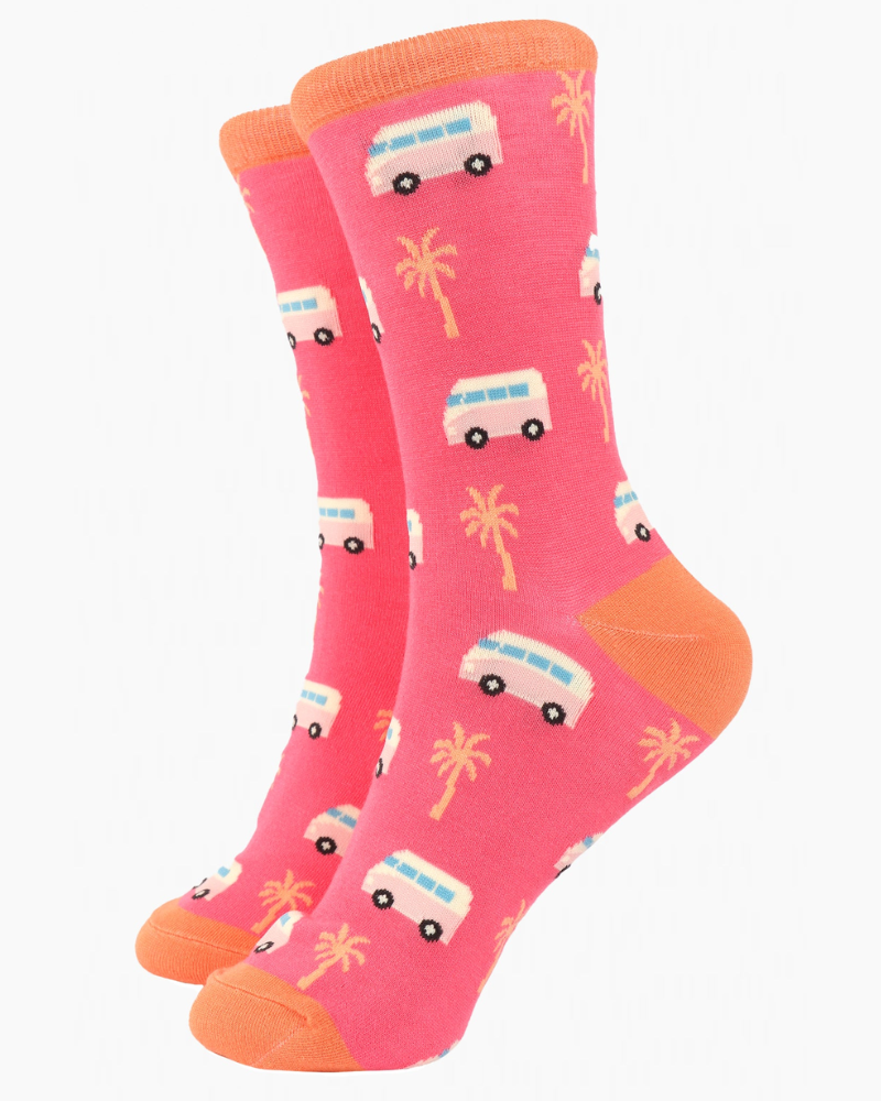 Pink Campervan Holiday Ladies Socks