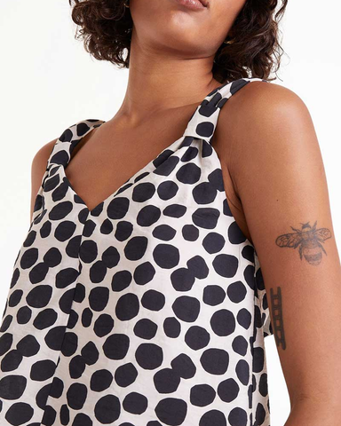 Monochrome Polka Dot Bow Vest Top