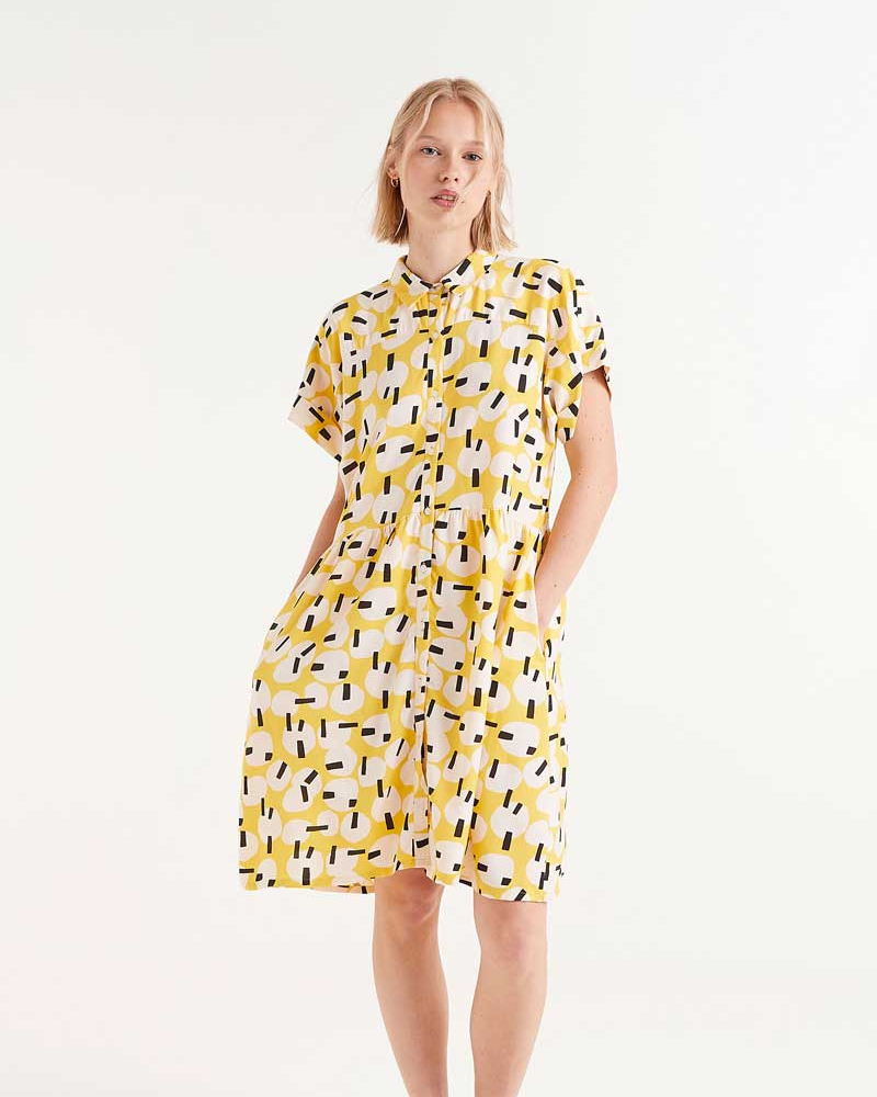 Yellow Onigiri Print Dress