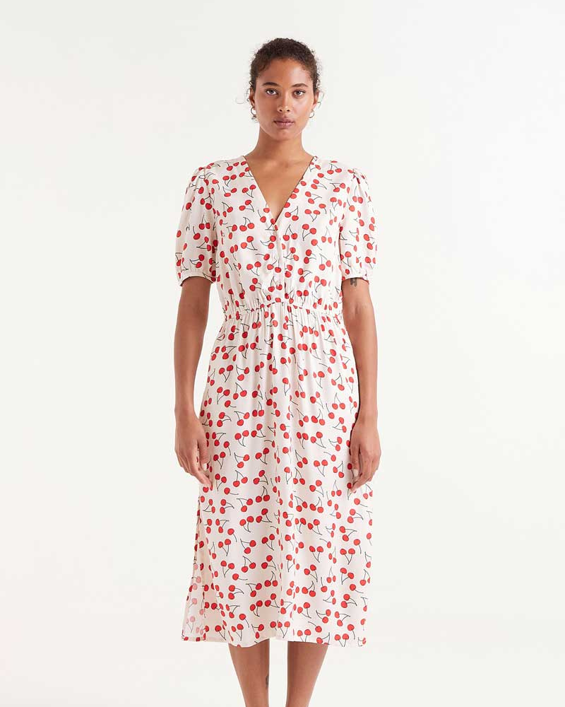 Cherries Print Midi Dress