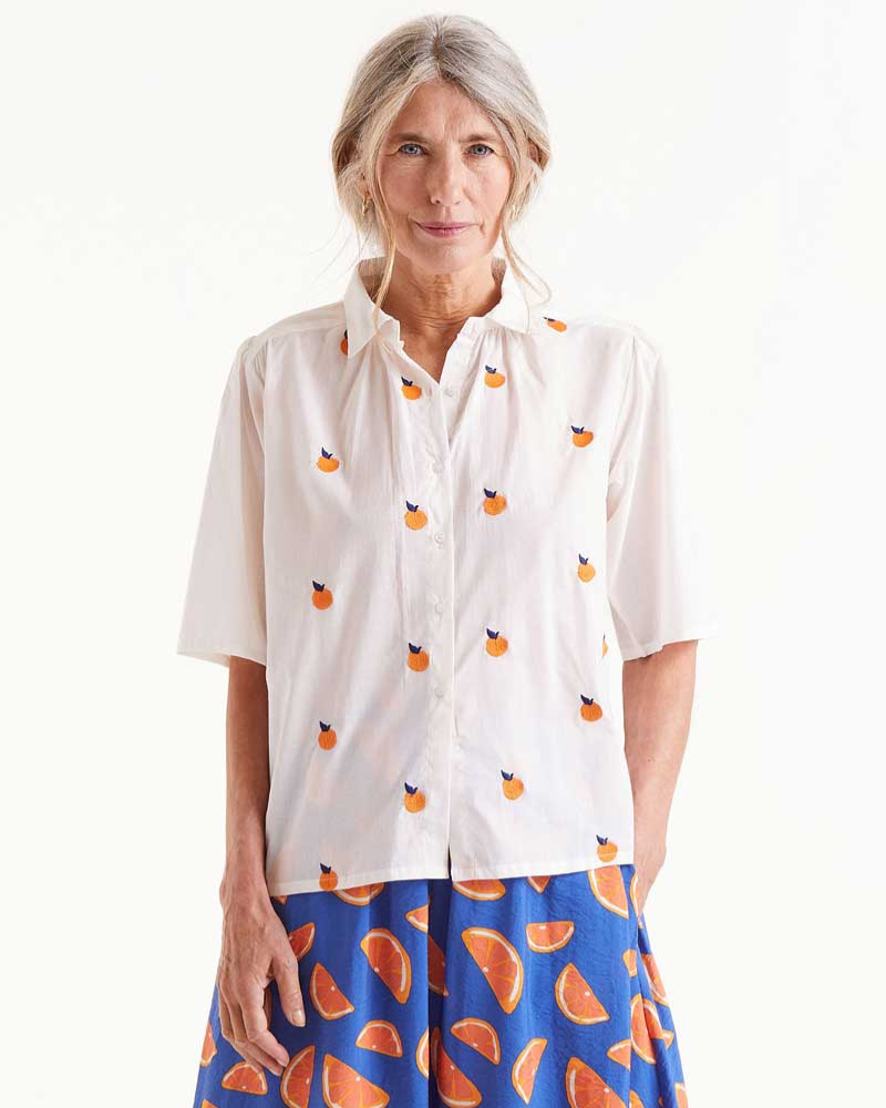 Oranges Print Cotton Short Sleeved Shirt