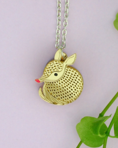 Mini Armadillo Charm Gold Necklace