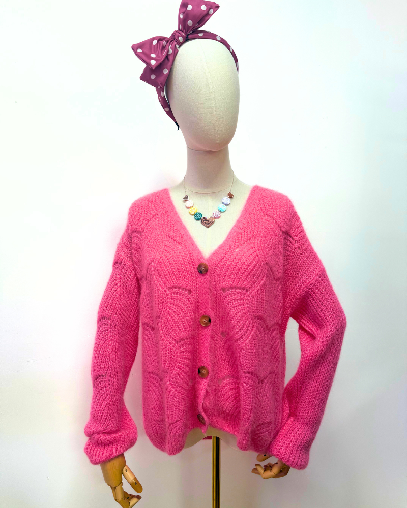 Pointelle Mohair Button Cardigan Assorted