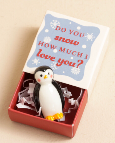 Penguin Tiny Ceramic Matchbox Token