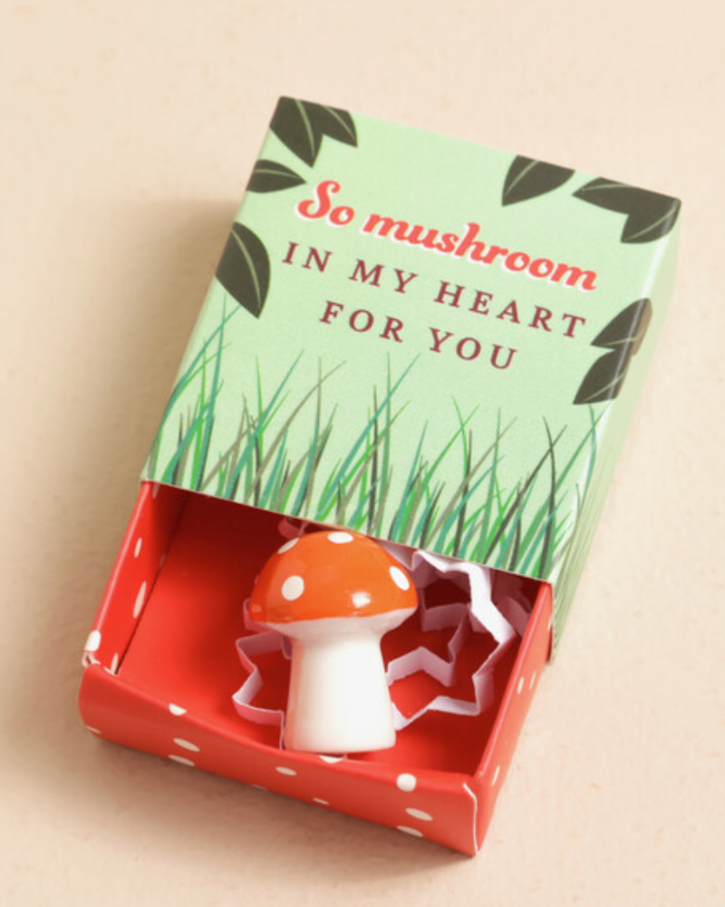 So Mushroom in My Heart Tiny Ceramic Matchbox Token