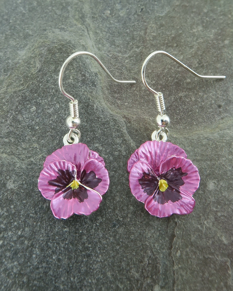 Pansy Flower Drop Earrings Assorted