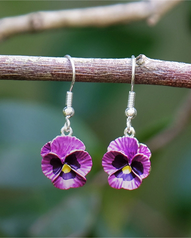 Pansy Flower Drop Earrings Assorted