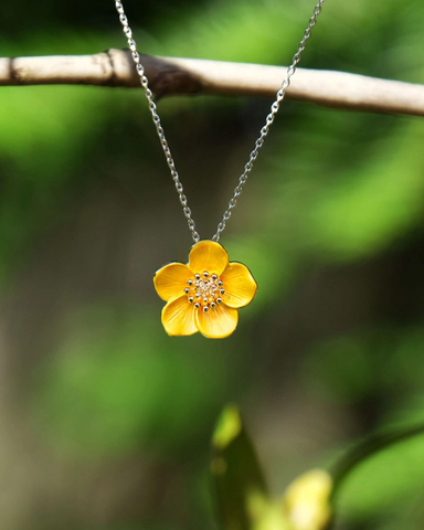 Buttercup Yellow Flower Pendant Necklace