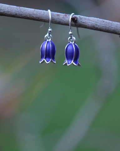 Bluebell Flower Drop Earrings in Gold & Silver