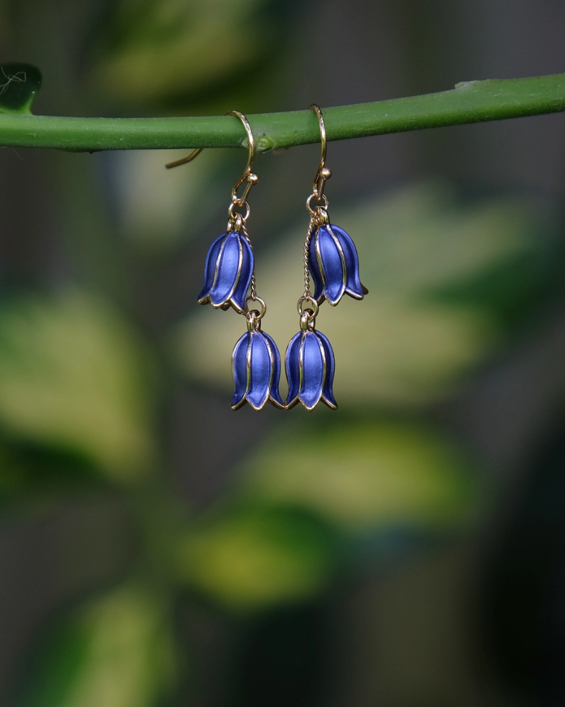 Bluebell Flower Double Drop Earrings