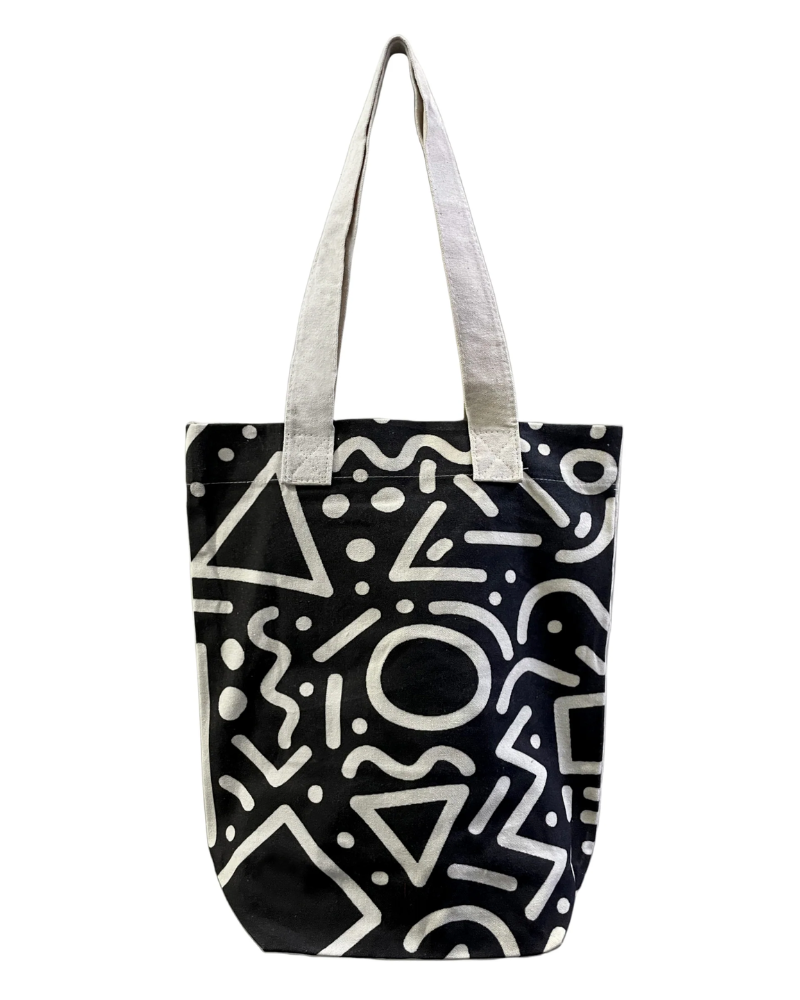 Graffiti Monochrome Doodle Canvas Tote Bag Shopper