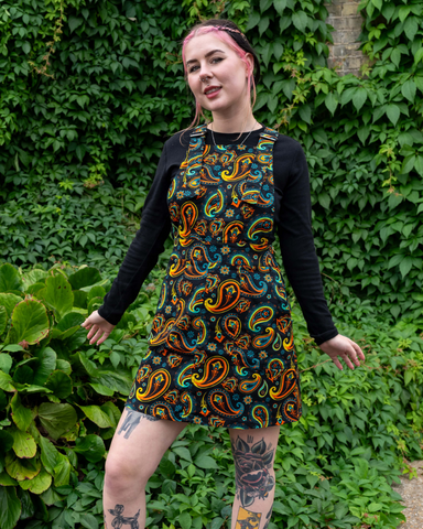 Bright Black Paisley Pinafore by Run & Fly