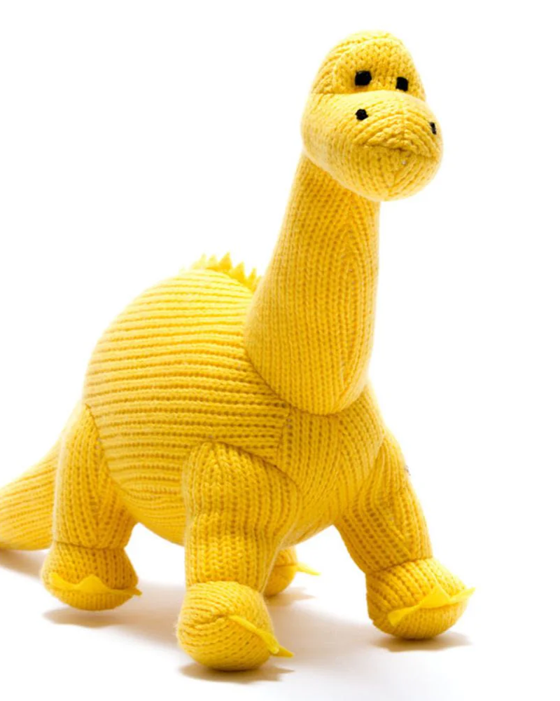 Yellow Diplodocus Dinosaur Knitted Toy