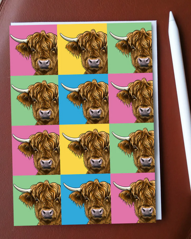 PoP Art Highland Cow Scottish Greeting Card