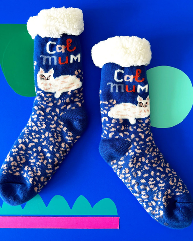 Catnip Cat Mum Ladies Slipper Socks