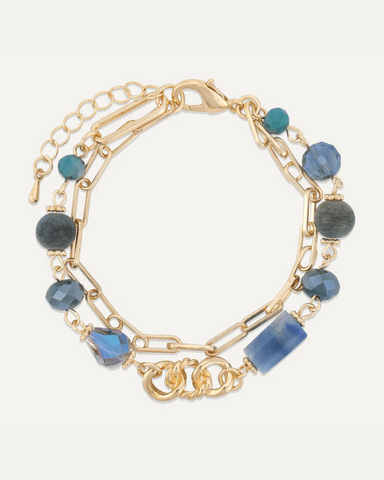 Venus Layered Blue Stone Lobster Clasp Bracelet Gold