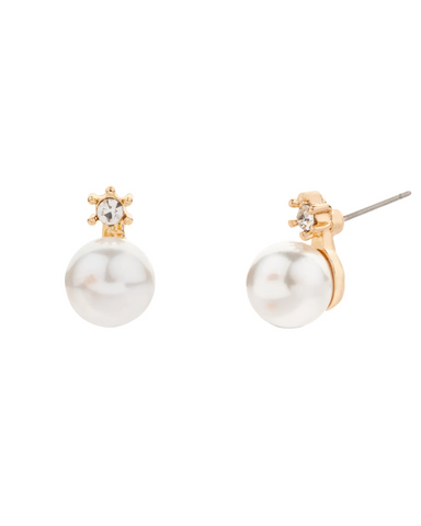 Audrey Faux Pearl Stud Earrings Gold