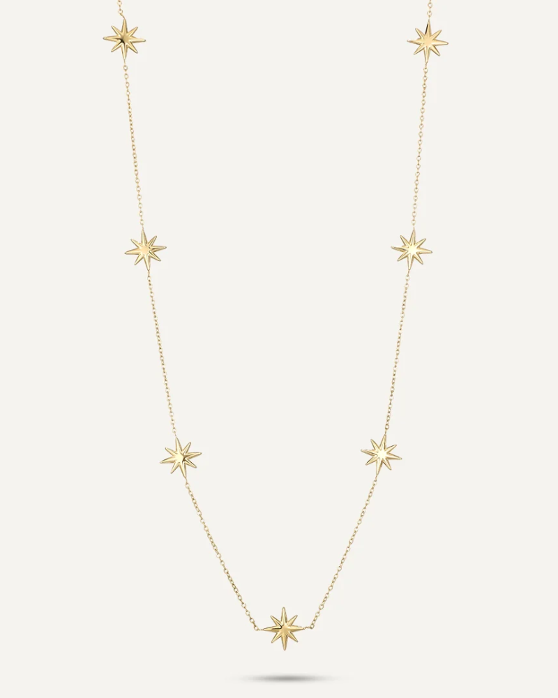 Vibes Long Sunburst Chain Clasp Necklace in 18K Gold