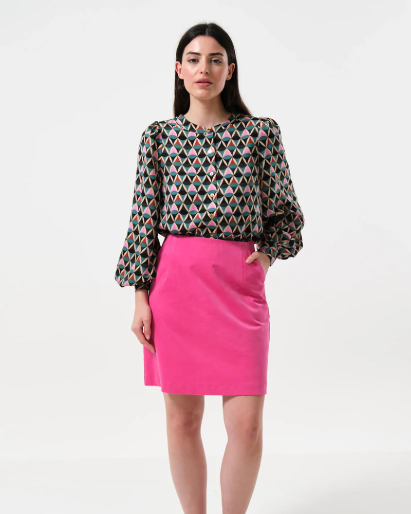 Dylan Pink Baby Cord A-Line Mini Skirt