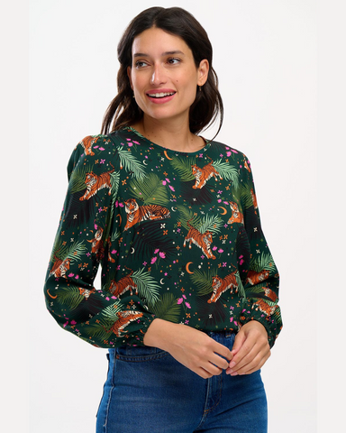 Elaina Tigers and Palms Blouse Top by Sugarhill Brighton