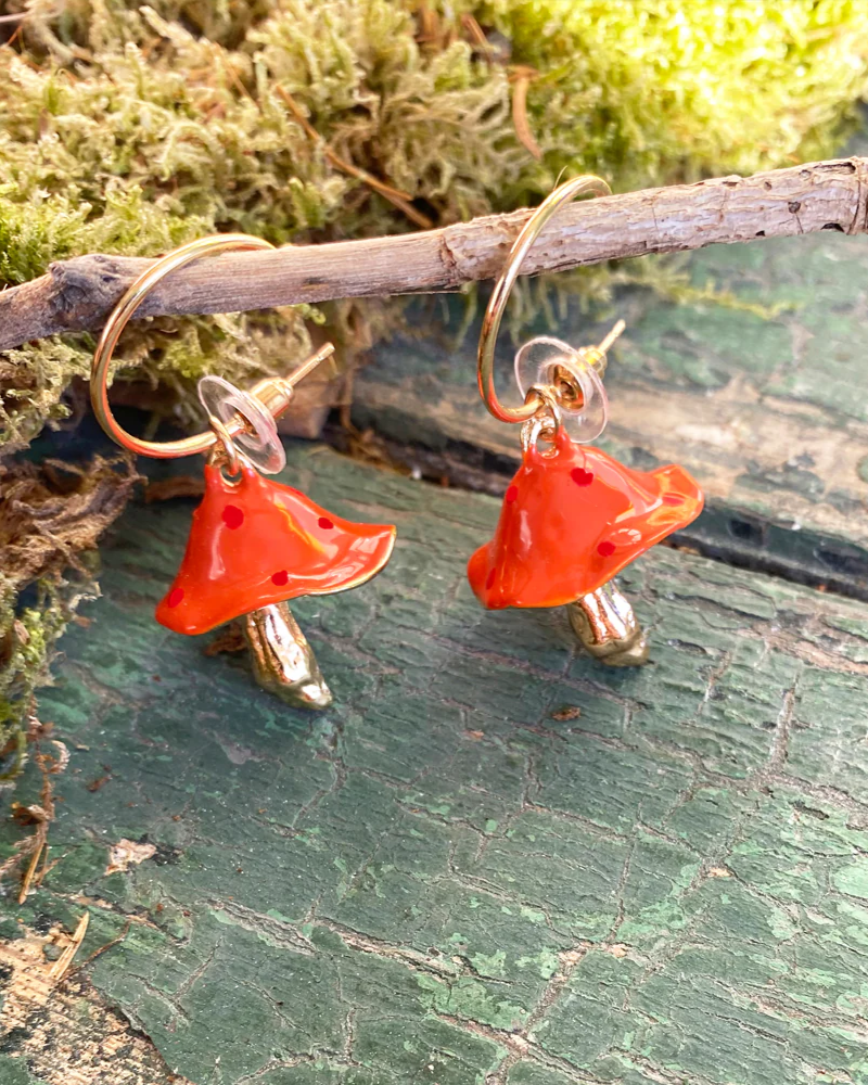 Forage Red Mushroom Earrings