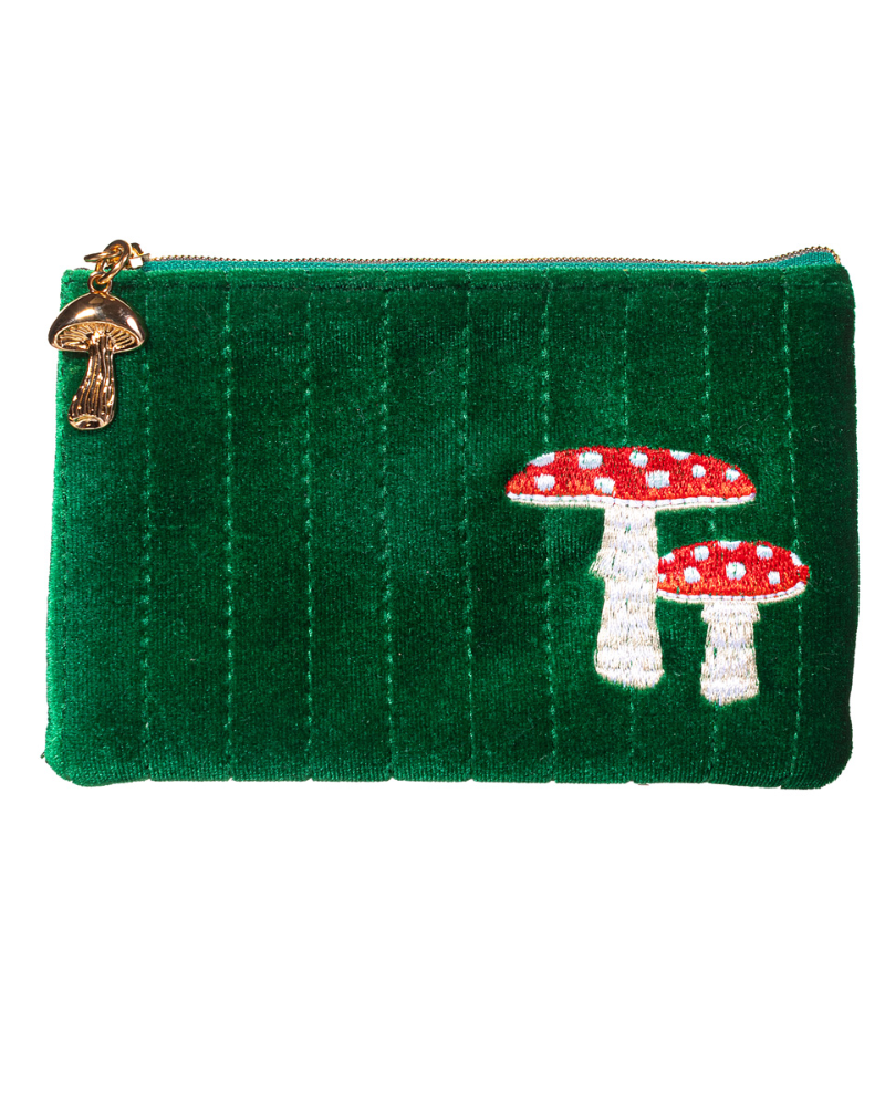 Emerald Green Mushroom Zip Purse