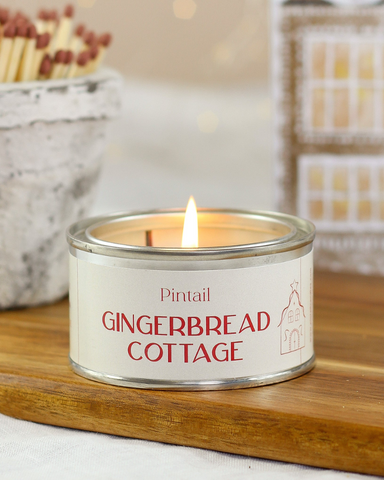 Gingerbread Cottage Filled Tin Candle