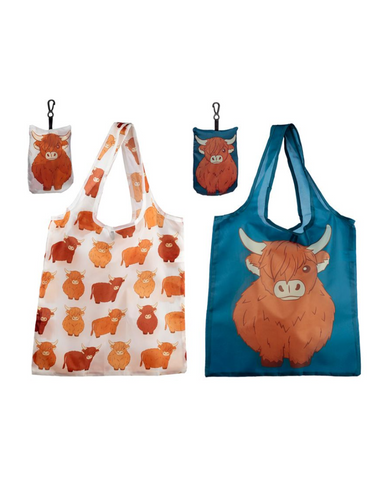 Highland Cow Reusable Foldable Tote Bag Shopper