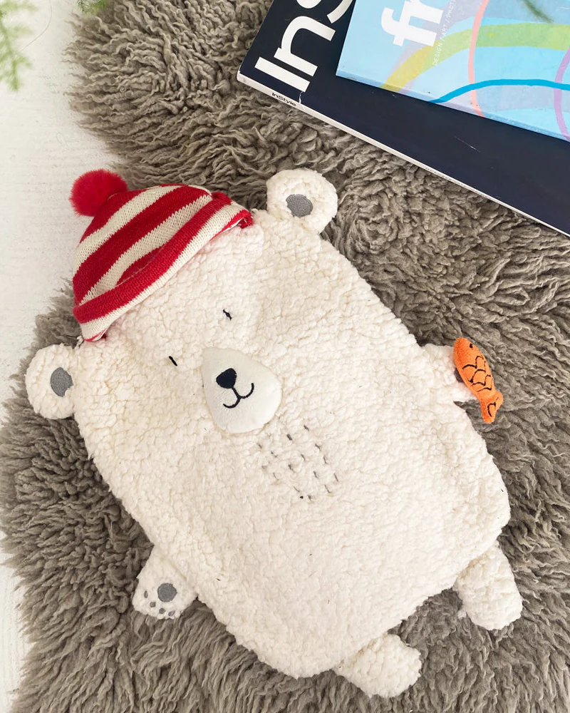 Polar Bear in Hat Hot Water Bottle