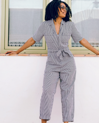 Meredith Monochrome Stripes Boilersuit By Sugarhill Brighton