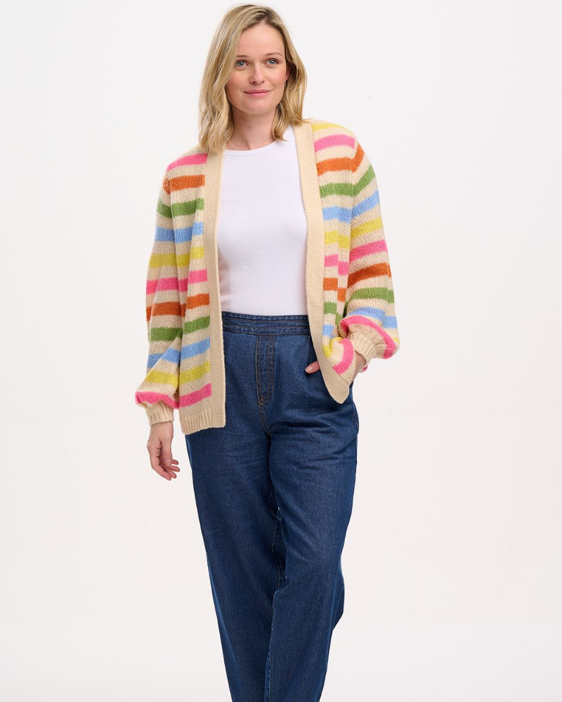 Yvette Rainbow Stripes Pastel Cardigan By Sugarhill Brighton