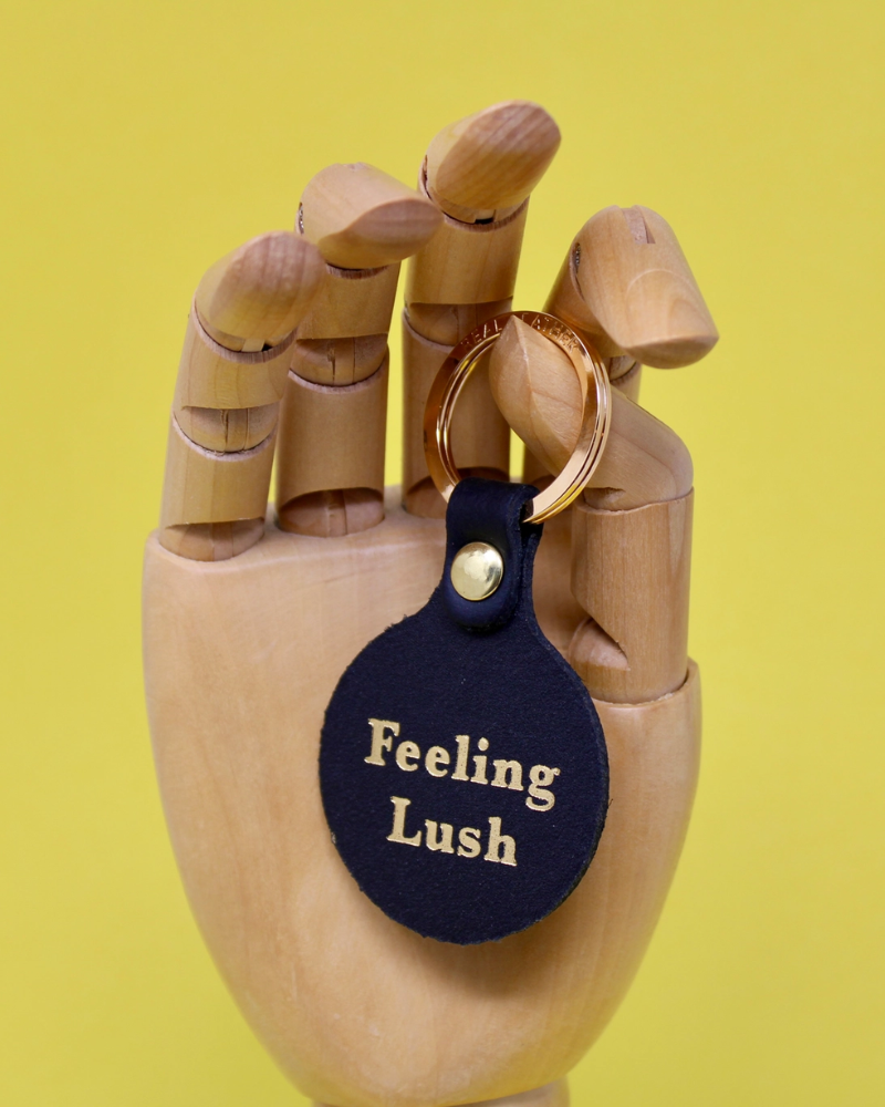 Feeling Lush Smiley Face Leather Keyring By Ark