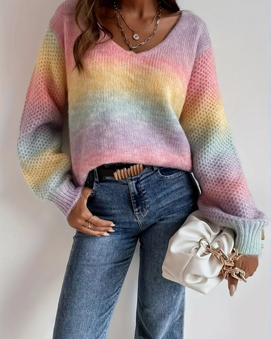 Gradient Pastel Drop Shoulder Sweater