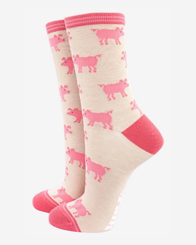 Pink Pigs | Ladies Bamboo Socks