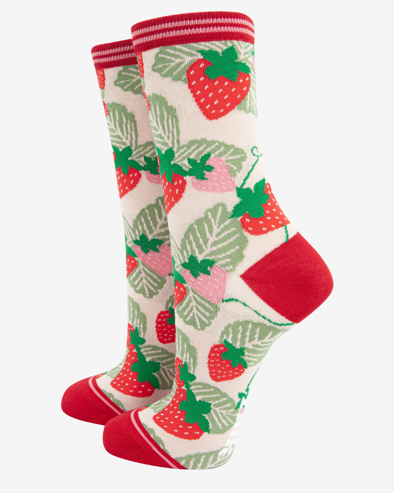 Strawberry Print | Unisex Bamboo Socks