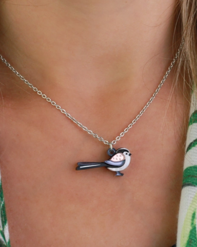 Mini Long Tailed Tit Charm Necklace