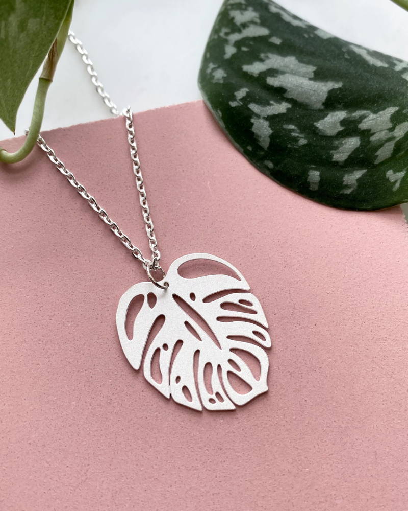 Silver Monstera Leaf Pendant Necklace