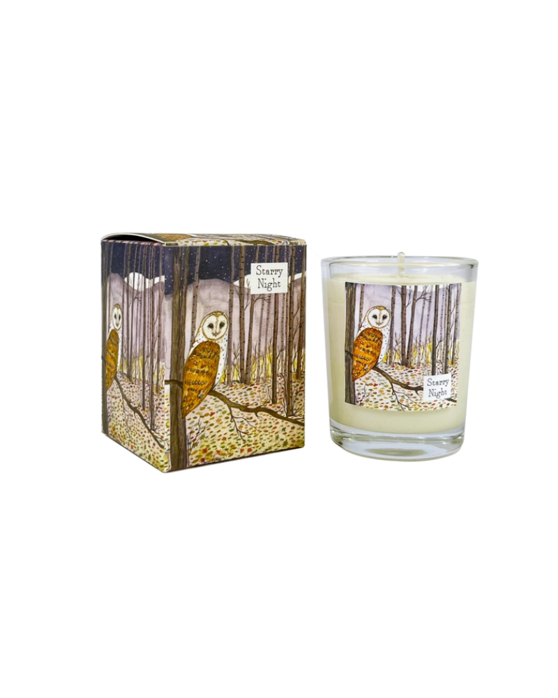 Owl Starry Night Scented Illustrated Candle Wildlife Collection